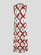 Sleeveless V-neck boho dress with loose fit and patchwork detail, perfect for casual and vacation wear