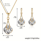 Geometric Crystal Necklace & Earrings Set for Women