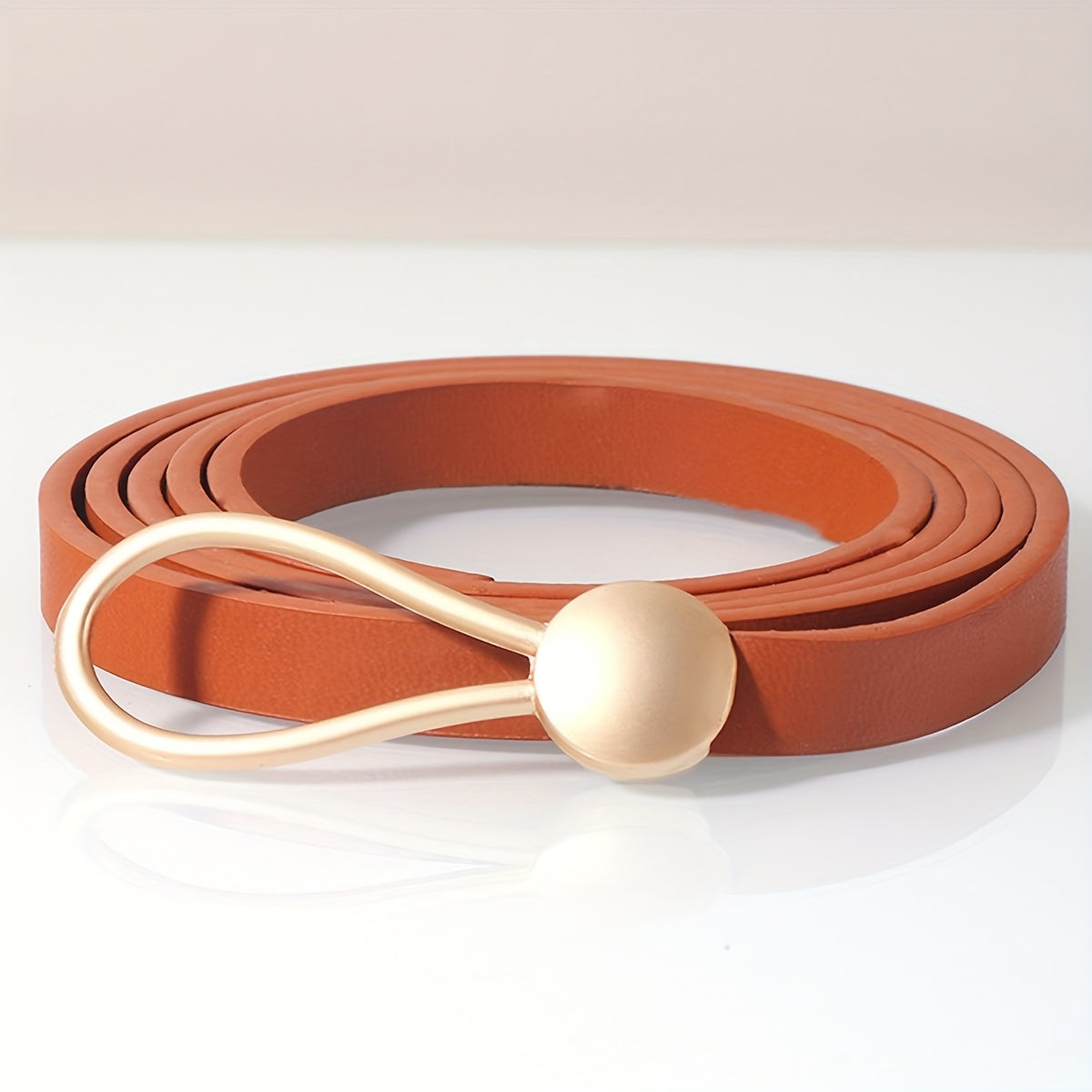 Slim elastic waist belt with alloy buckle — decorative and versatile for dresses and blouses