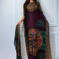 Plus size long kaftan robe with batwing sleeves and scarf, perfect for party and all-season wear