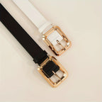 Square metal buckle women’s belt — handmade, versatile, and suitable for casual or formal outfits