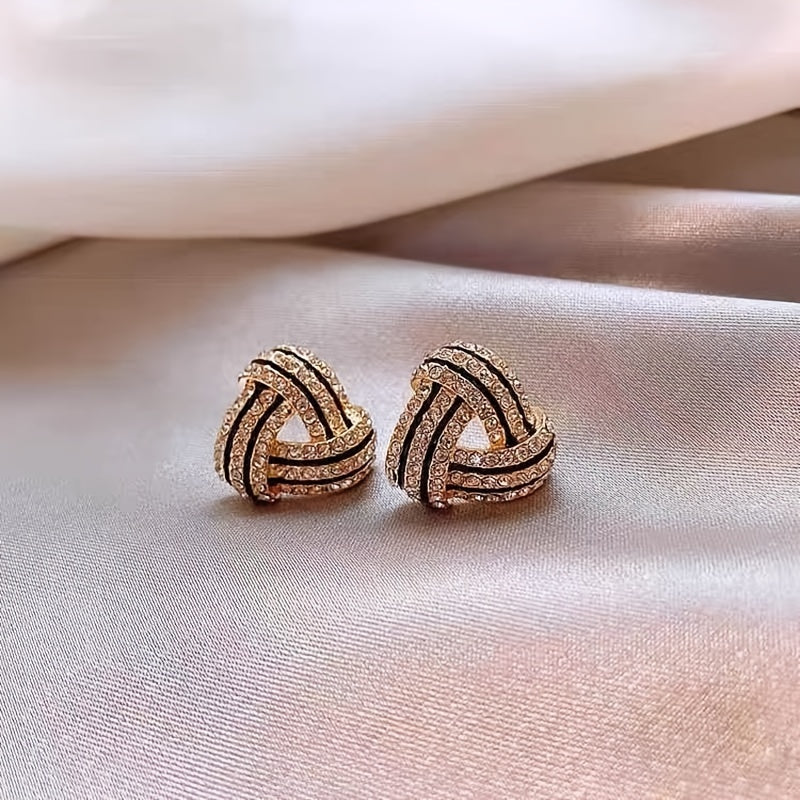 Luxury Rhinestone Mosaic Earrings – Geometric Spiral Design