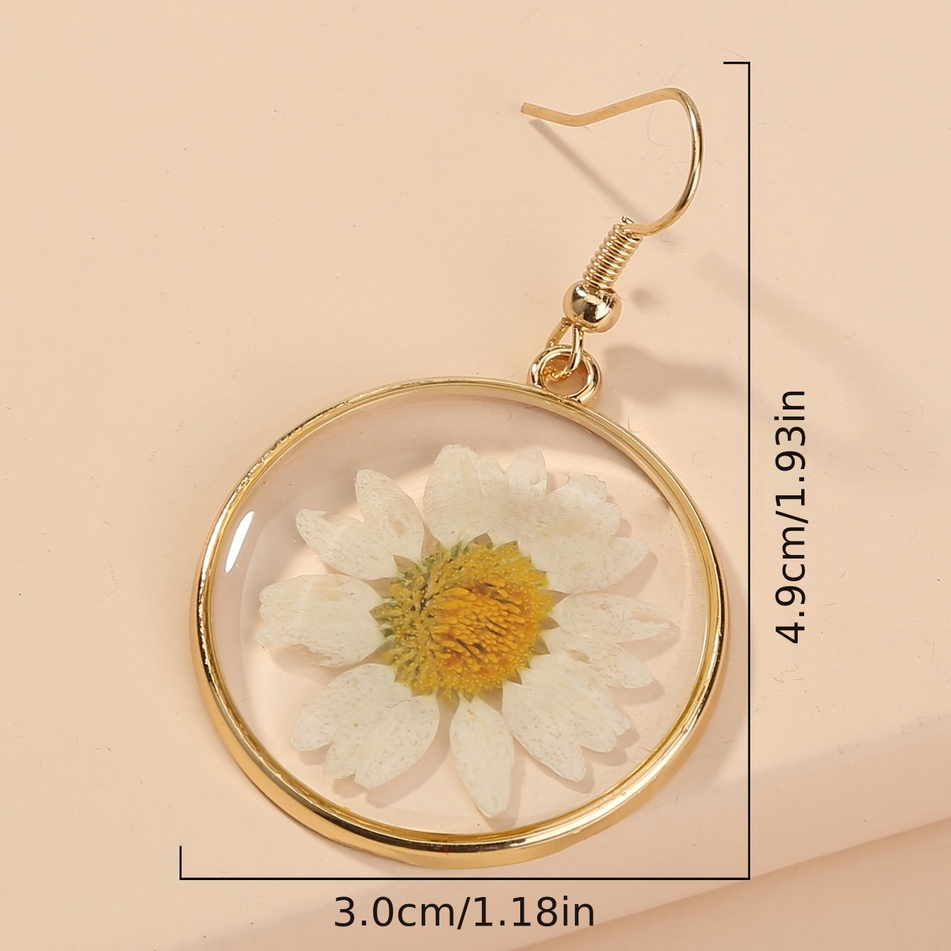 Golden-Tone Copper Earrings – White Flower Boho Style Gift