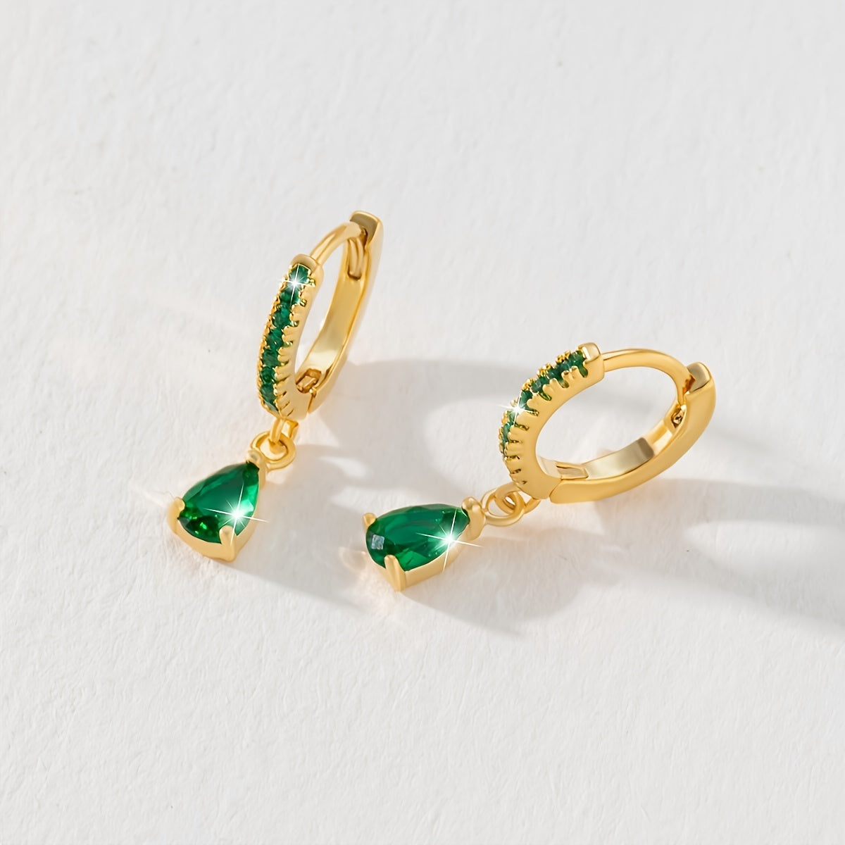 Green Water Drop Zircon Earrings