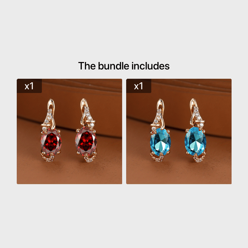 18K Gold Plated Blue Stone Drop Earrings for Women