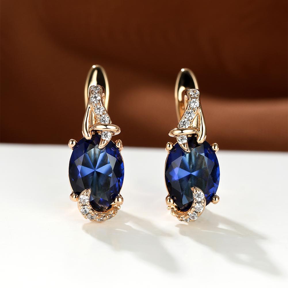 18K Gold Plated Blue Stone Drop Earrings for Women