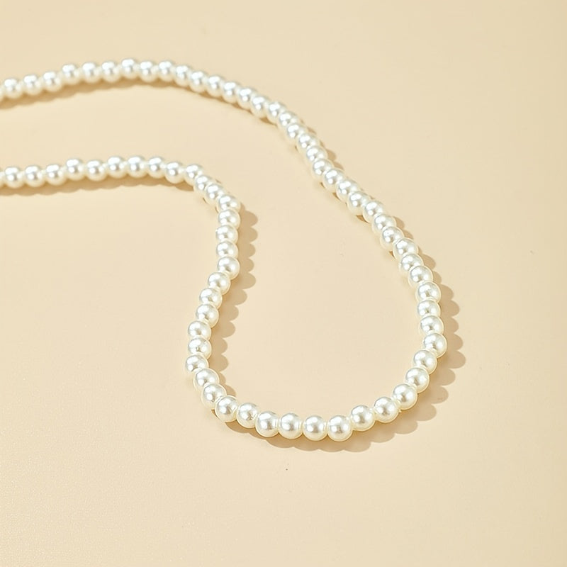 Elegant Faux Pearl Choker Necklace
