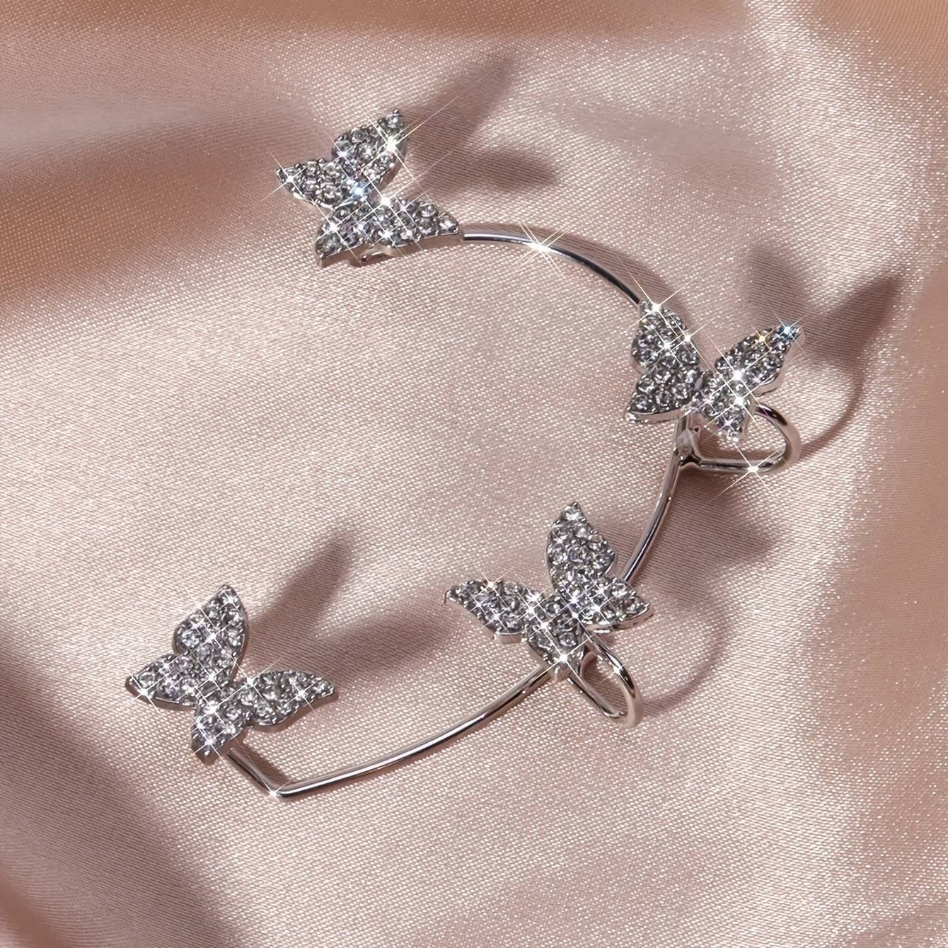 French-Style Gold Butterfly Earrings Golden Sparkling Design