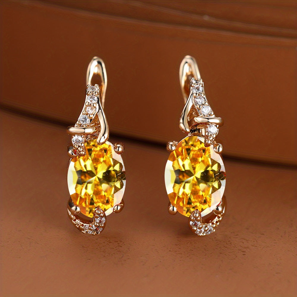 18K Gold Plated Blue Stone Drop Earrings for Women
