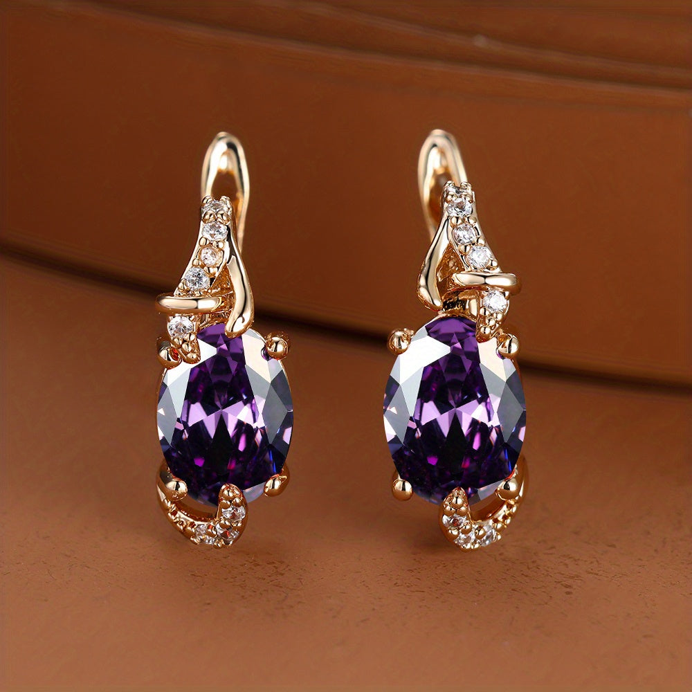 18K Gold Plated Blue Stone Drop Earrings for Women