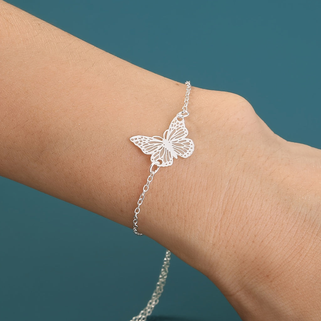 Glow Butterfly Drop Pendant Bracelet