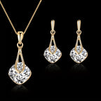 Geometric Crystal Necklace & Earrings Set for Women