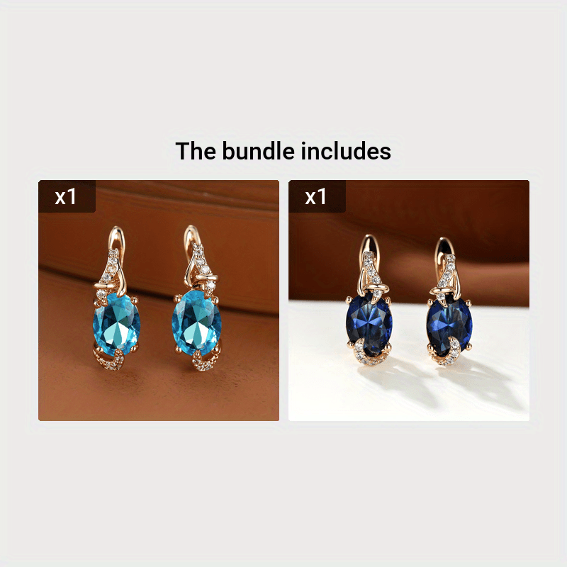 18K Gold Plated Blue Stone Drop Earrings for Women
