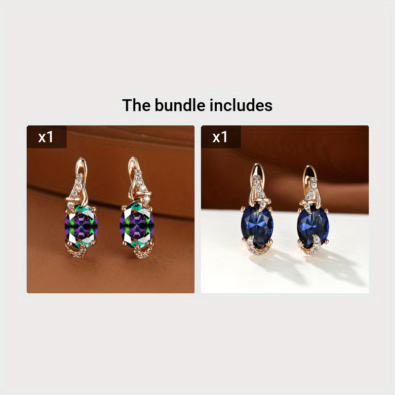 18K Gold Plated Blue Stone Drop Earrings for Women