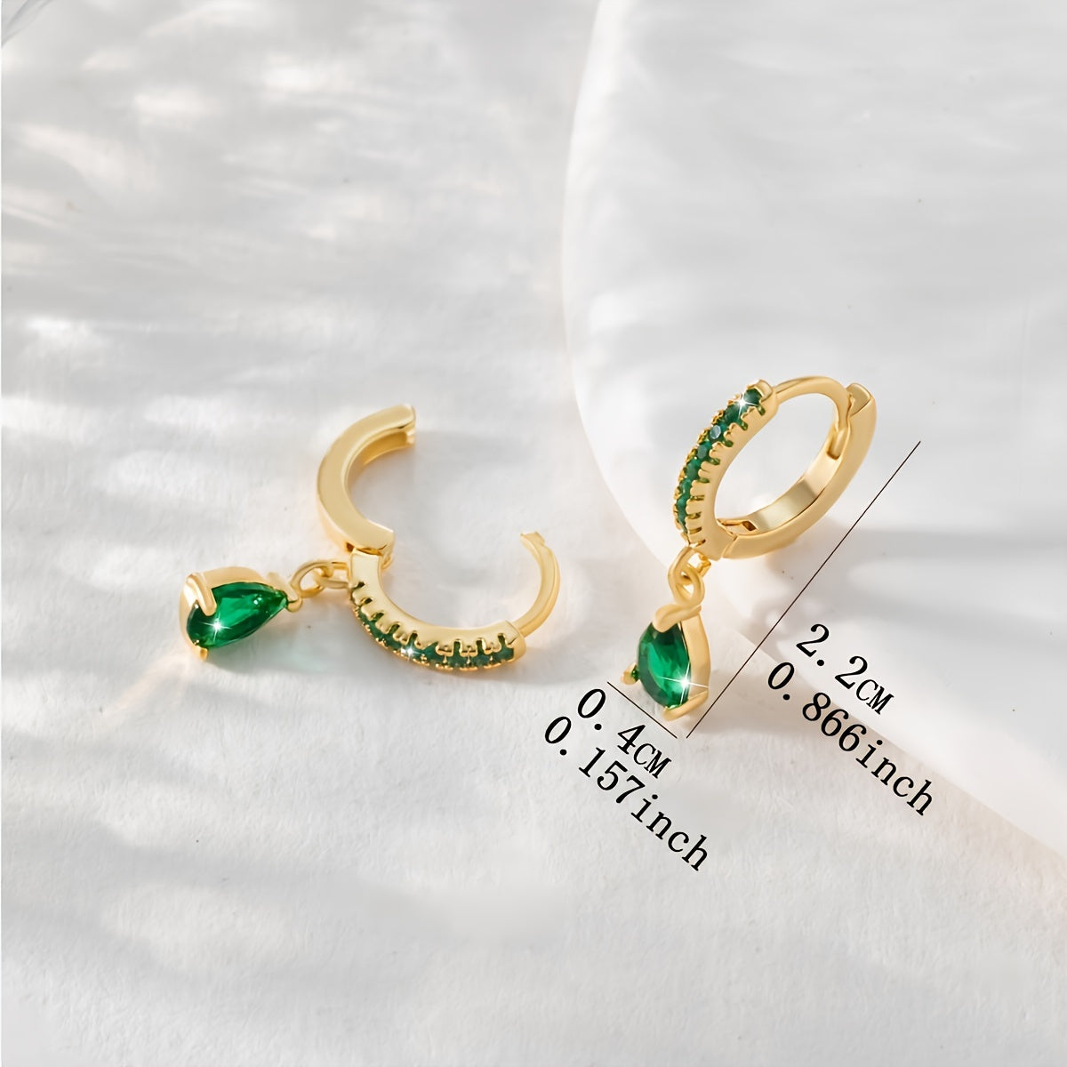 Green Water Drop Zircon Earrings