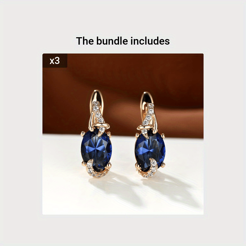 18K Gold Plated Blue Stone Drop Earrings for Women