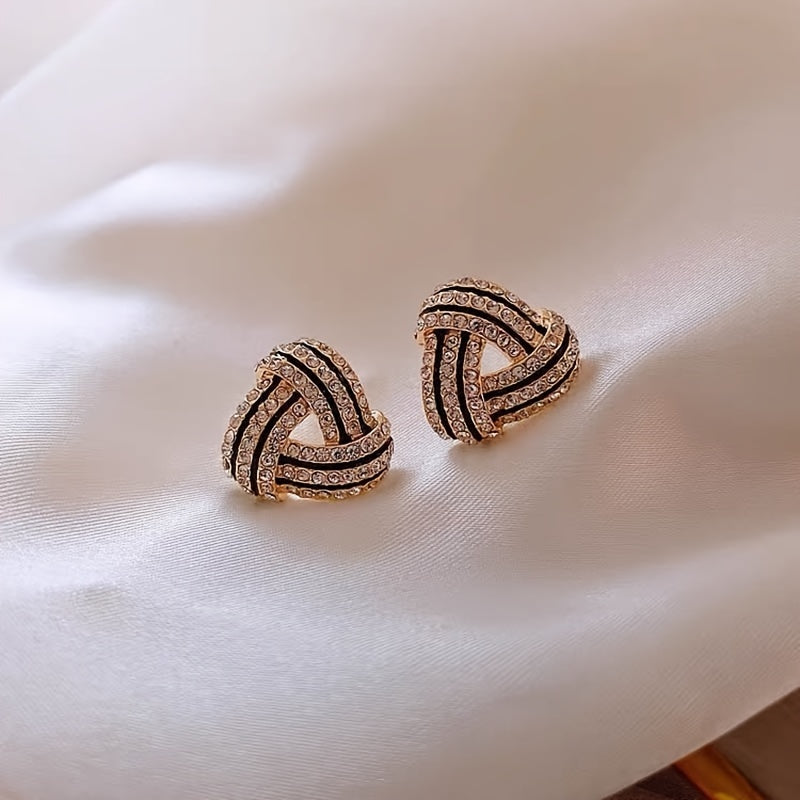 Luxury Rhinestone Mosaic Earrings – Geometric Spiral Design