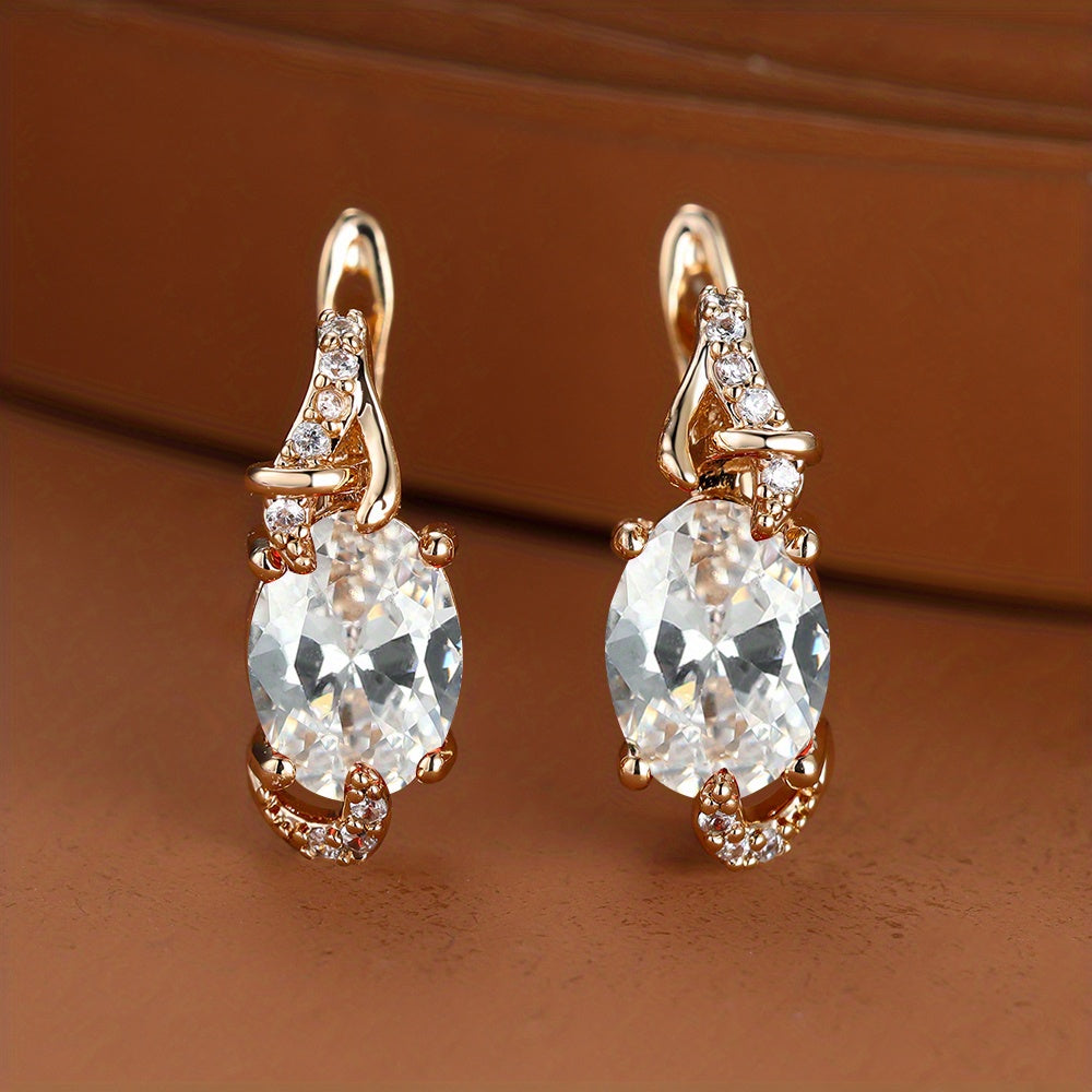 18K Gold Plated Blue Stone Drop Earrings for Women