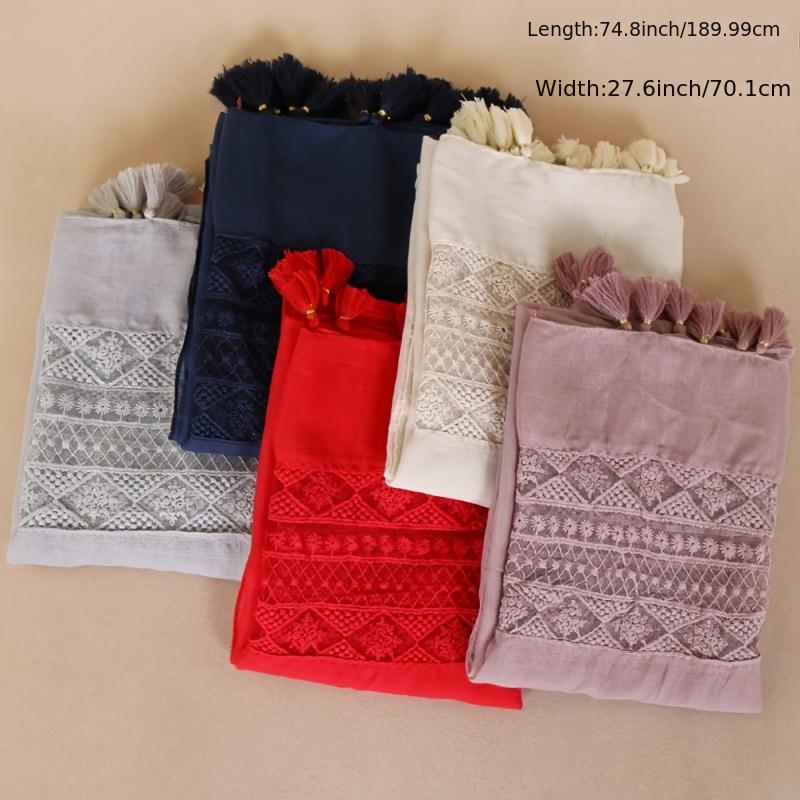 Eid Fashion Tassel Scarf – Hollow Lace Wrap for Women