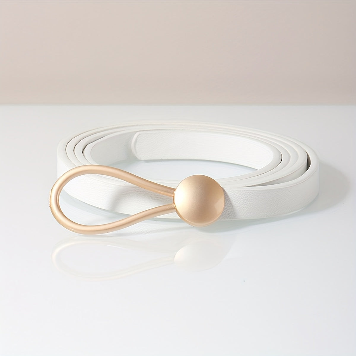 Slim elastic waist belt with alloy buckle — decorative and versatile for dresses and blouses