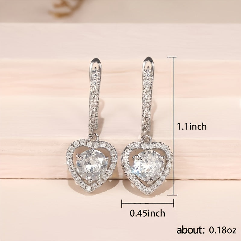 Hollow Heart Zircon Hoop Earrings