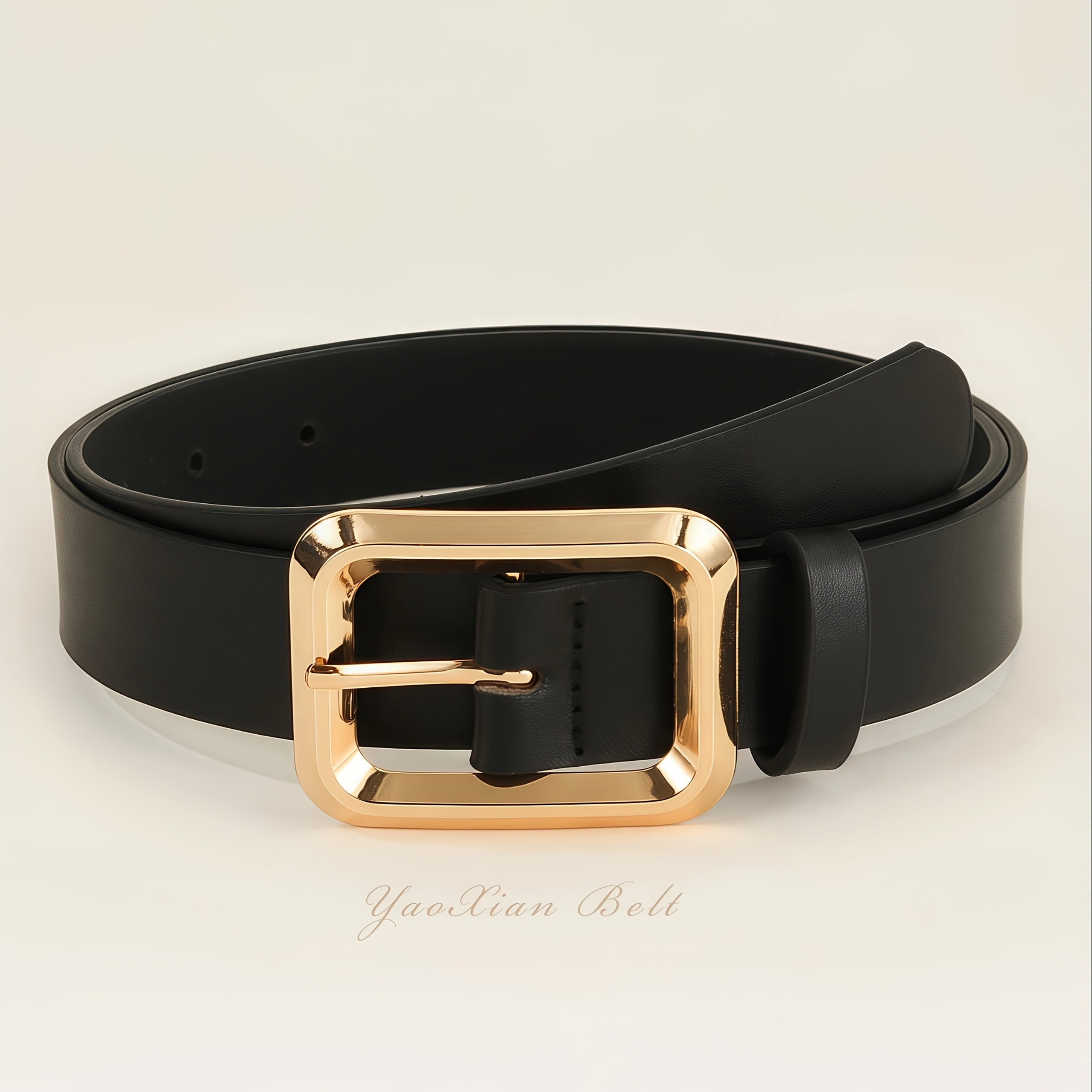 Square metal buckle women’s belt — handmade, versatile, and suitable for casual or formal outfits