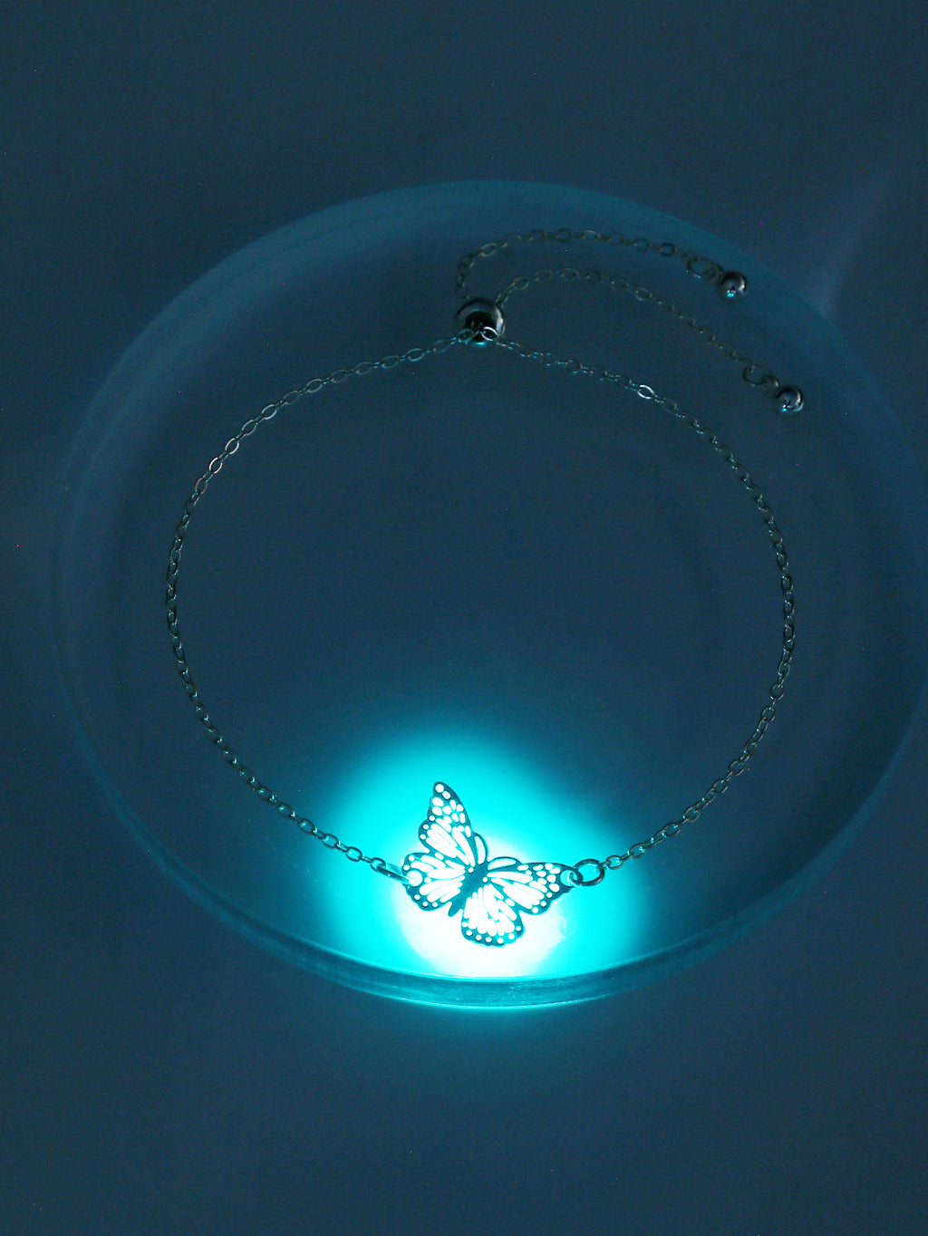 Glow Butterfly Drop Pendant Bracelet
