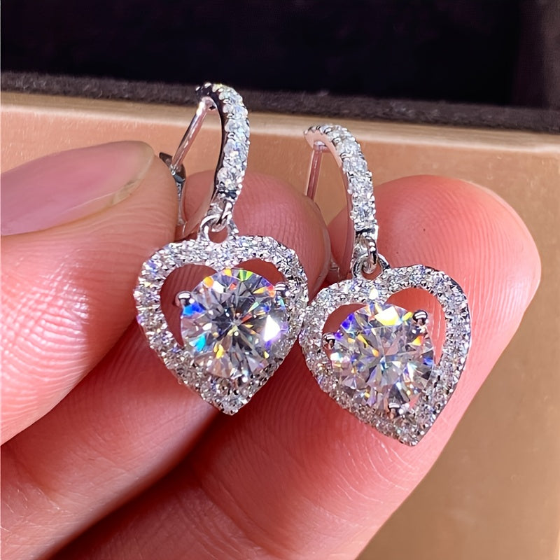 Hollow Heart Zircon Hoop Earrings