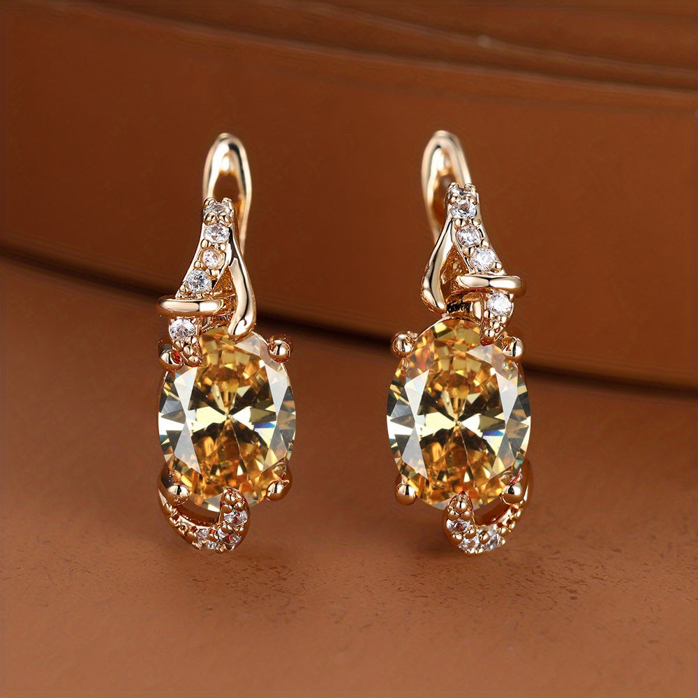 18K Gold Plated Blue Stone Drop Earrings for Women