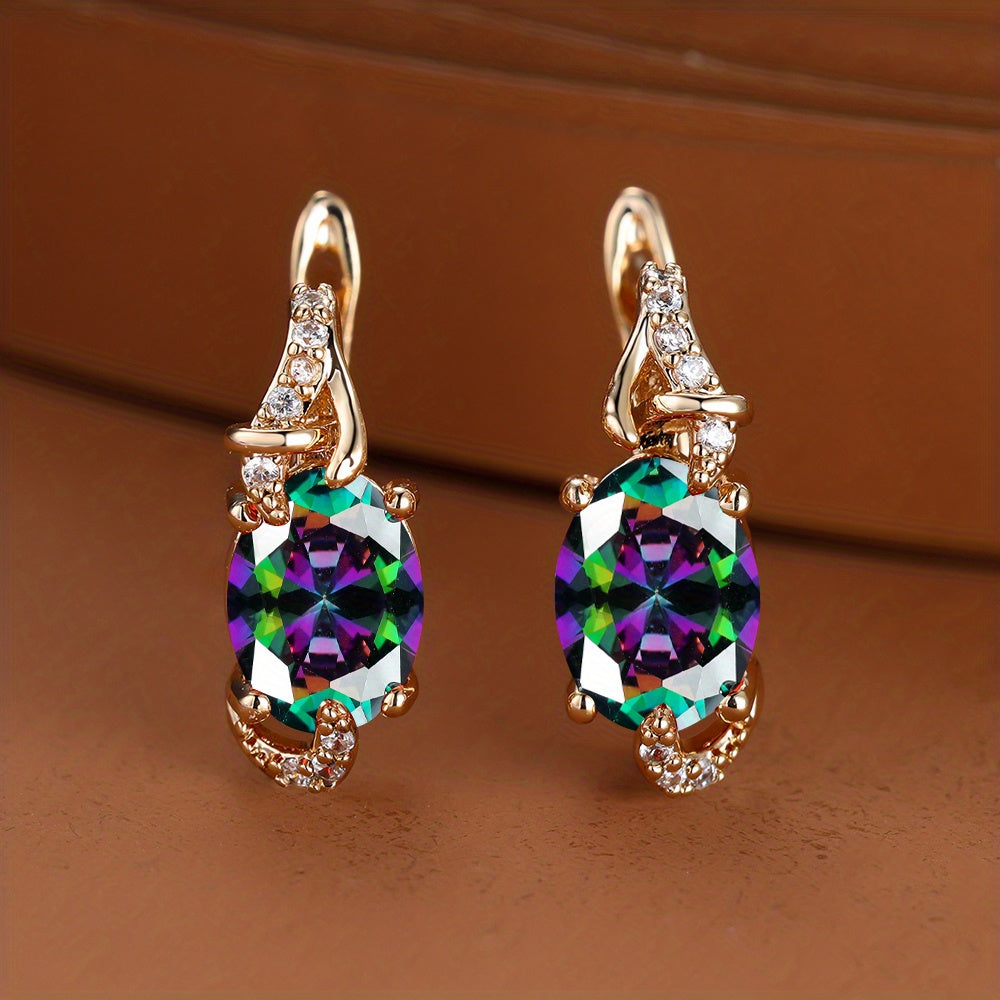 18K Gold Plated Blue Stone Drop Earrings for Women