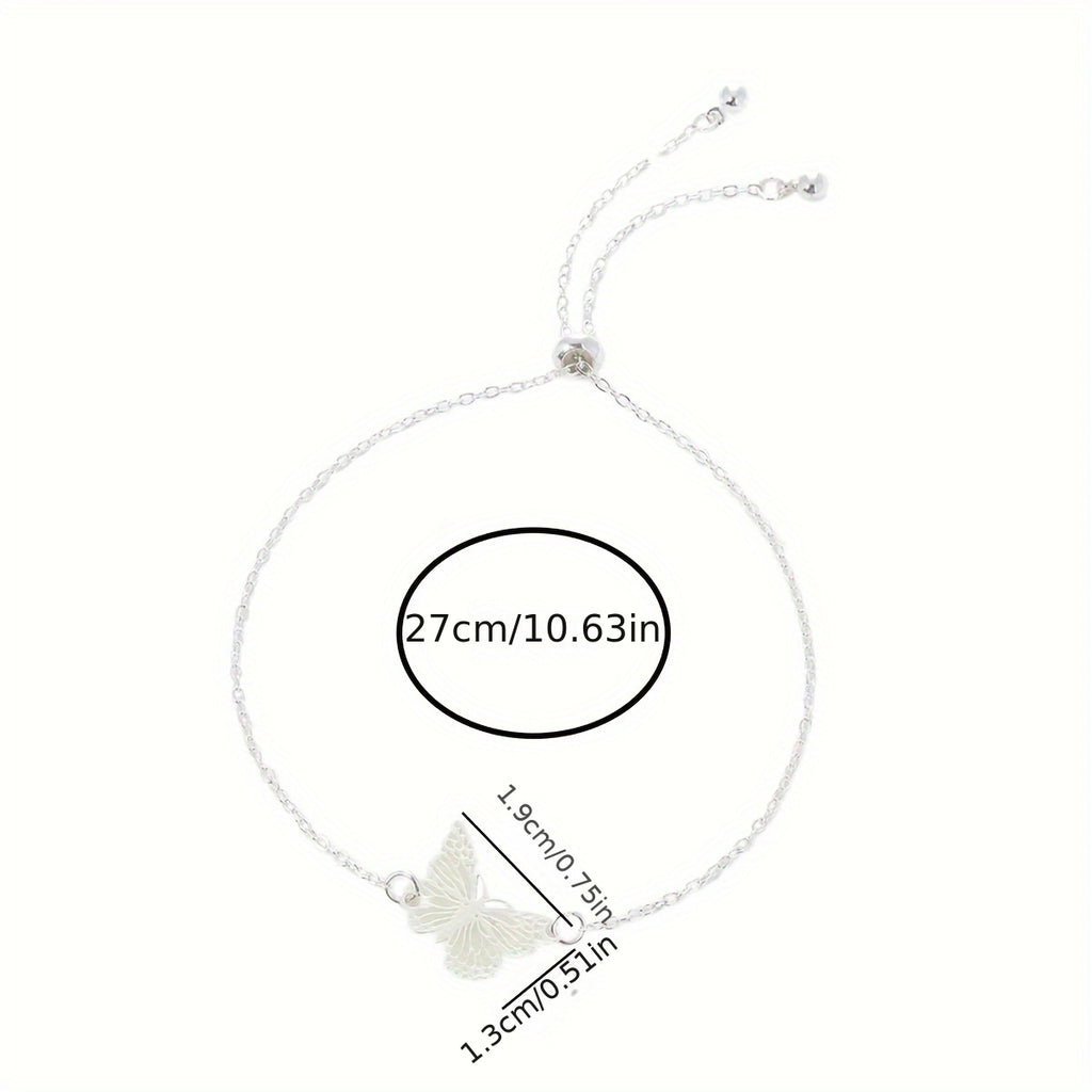 Glow Butterfly Drop Pendant Bracelet