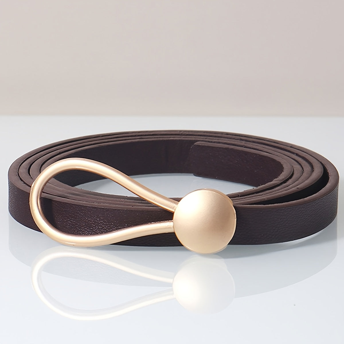 Slim elastic waist belt with alloy buckle — decorative and versatile for dresses and blouses