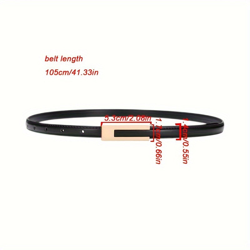 Slim elastic waist belt with alloy buckle — decorative and versatile for dresses and blouses