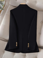Structured women’s blazer with notch lapel and H-line silhouette, ideal for business, formal, or professional wear