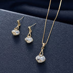 Geometric Crystal Necklace & Earrings Set for Women
