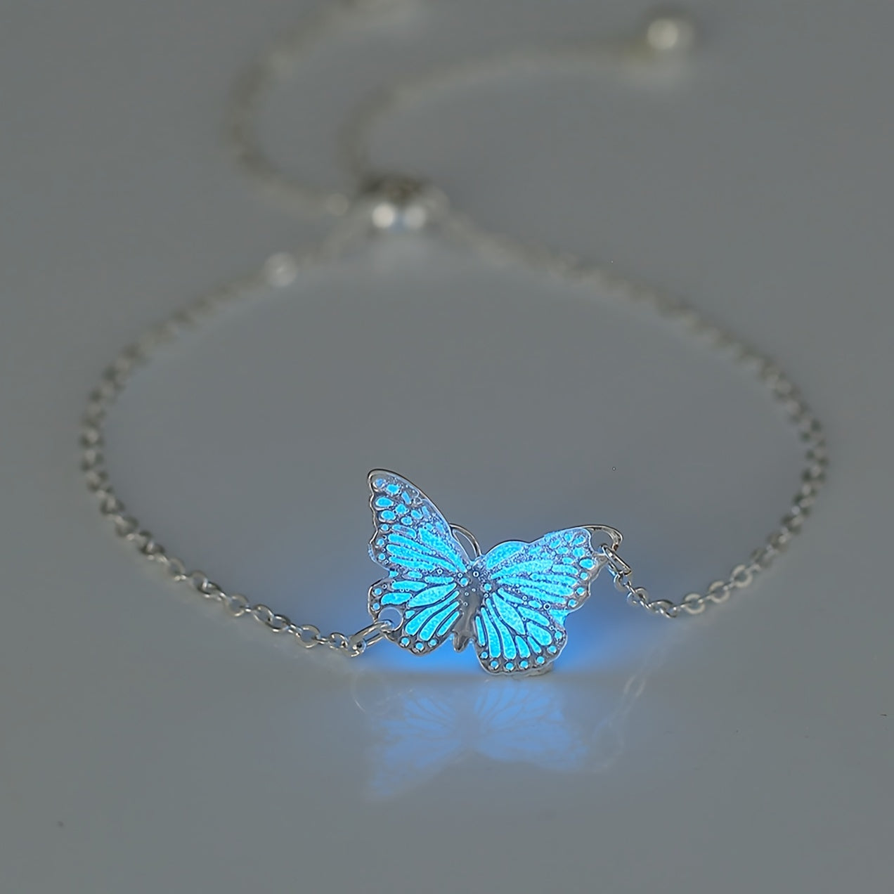 Glow Butterfly Drop Pendant Bracelet