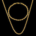 Classic Twist Gold Necklace Bracelet Set