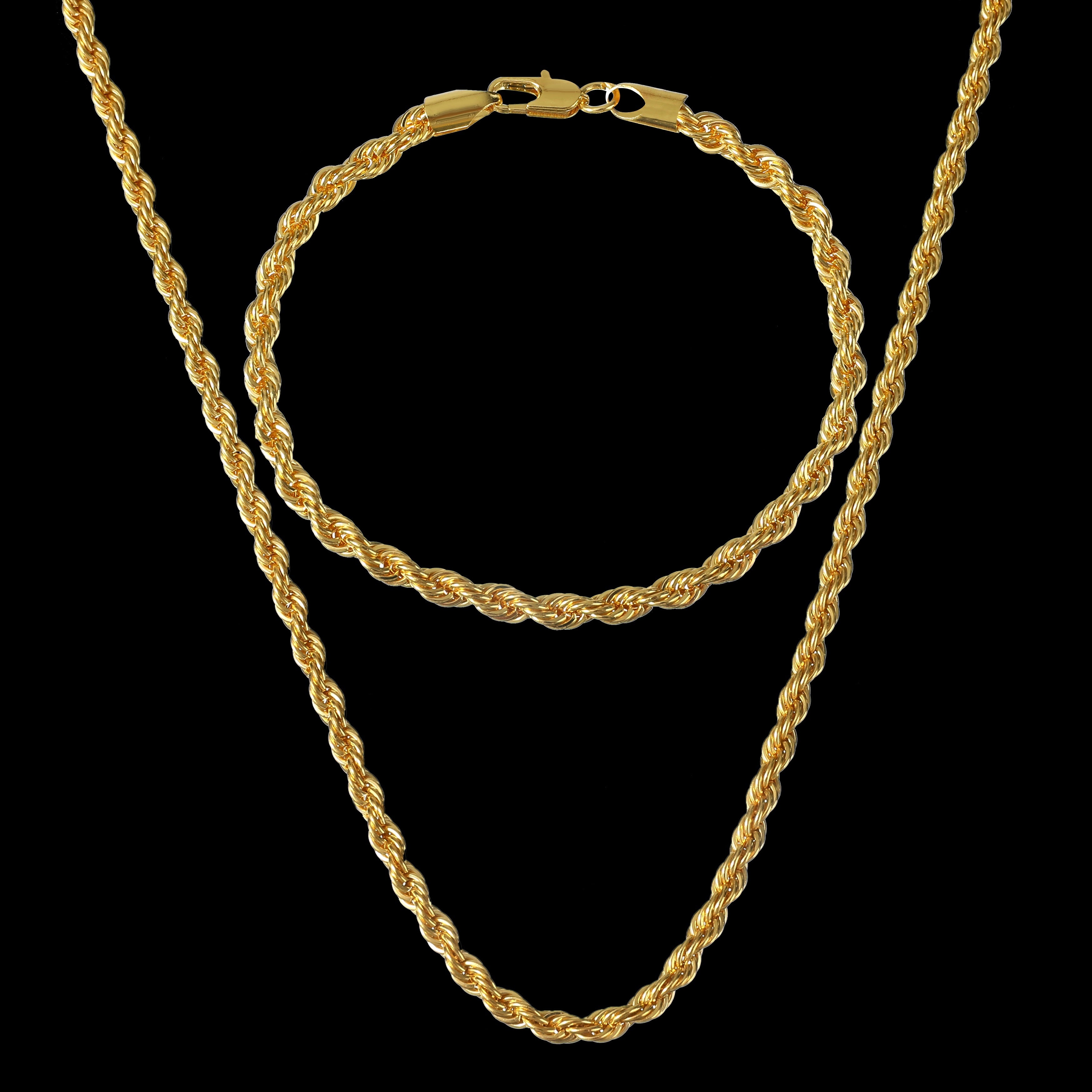 Classic Twist Gold Necklace Bracelet Set