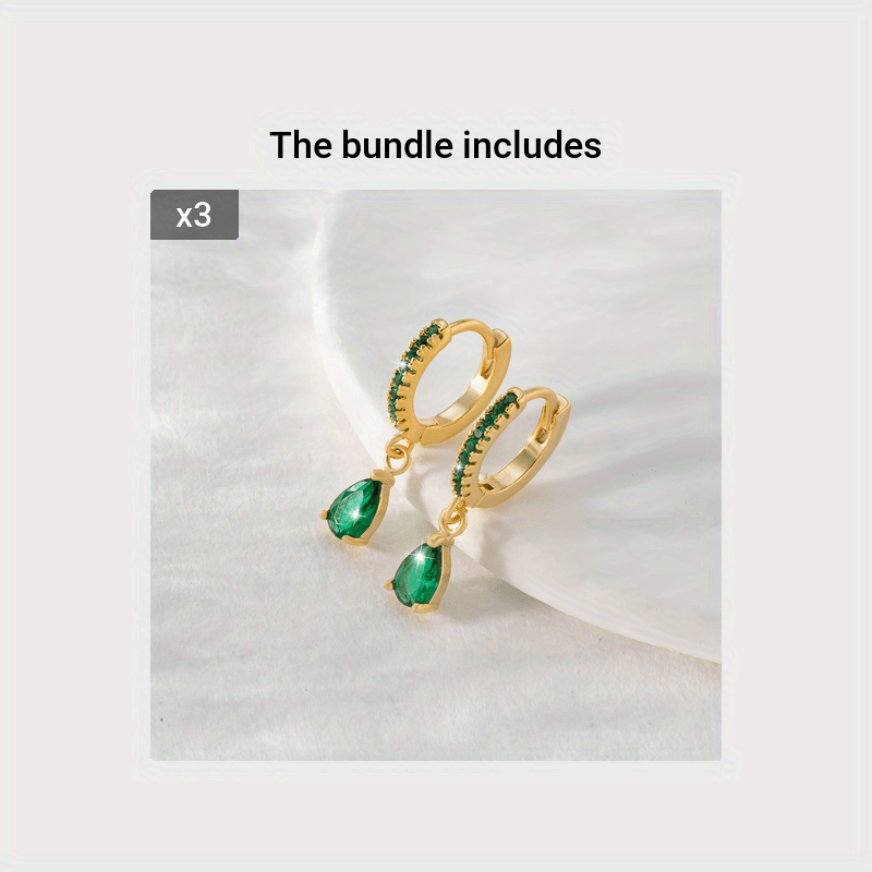 Green Water Drop Zircon Earrings