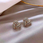 Luxury Rhinestone Mosaic Earrings – Geometric Spiral Design