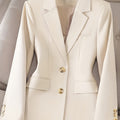 Structured women’s blazer with notch lapel and H-line silhouette, ideal for business, formal, or professional wear