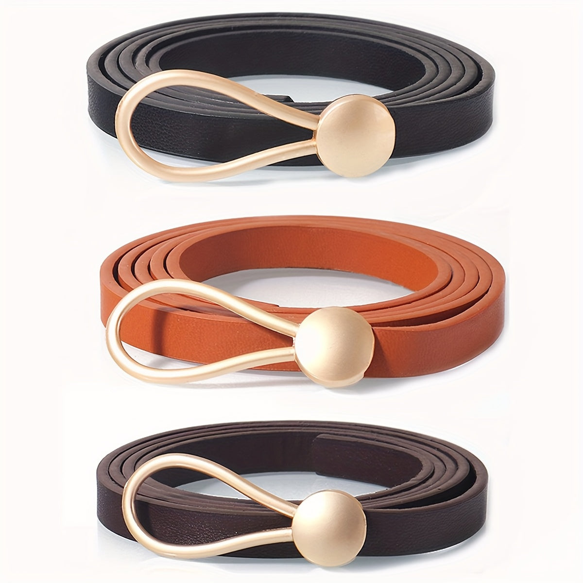 Slim elastic waist belt with alloy buckle — decorative and versatile for dresses and blouses