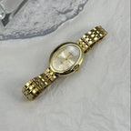 Sleek Women's Quartz Watch – Pigeon Egg Dial & Steel Strap