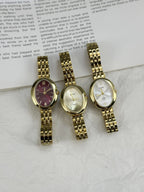 Sleek Women's Quartz Watch – Pigeon Egg Dial & Steel Strap