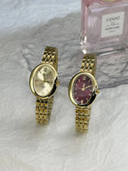 Sleek Women's Quartz Watch – Pigeon Egg Dial & Steel Strap