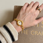 Luxury French Women's Watch – Oval Dial & Metallic Finish