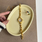 Luxury French Women's Watch – Oval Dial & Metallic Finish