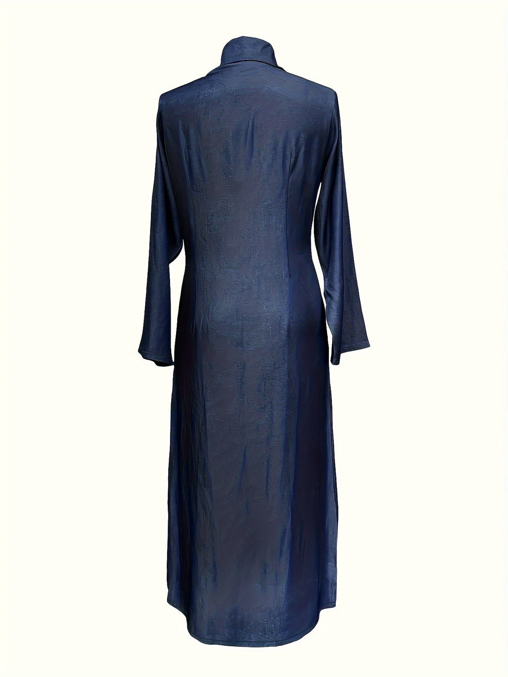 Solid maxi dress with button-front and long sleeves — casual, elegant, and comfortable