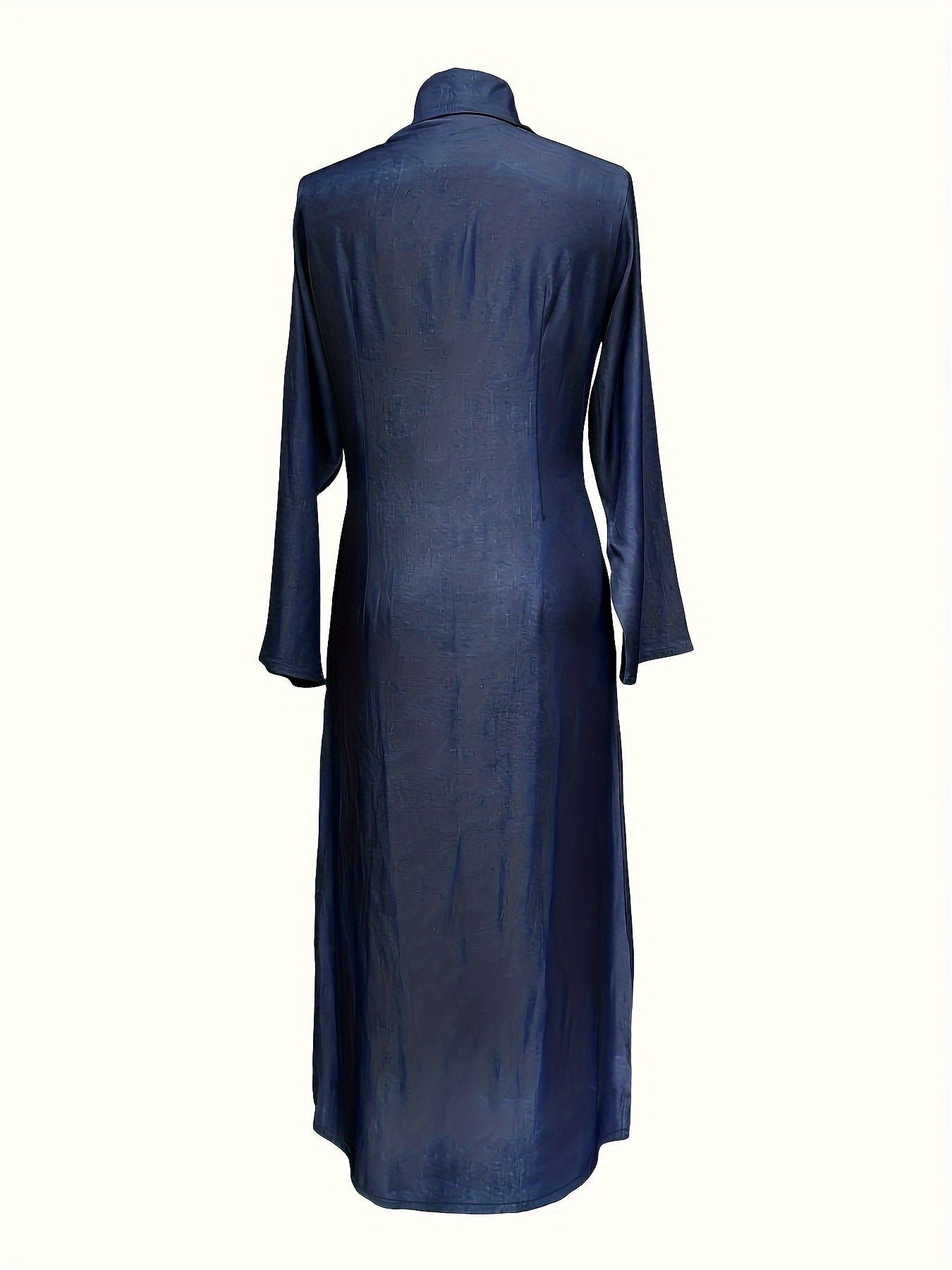 Solid maxi dress with button-front and long sleeves — casual, elegant, and comfortable