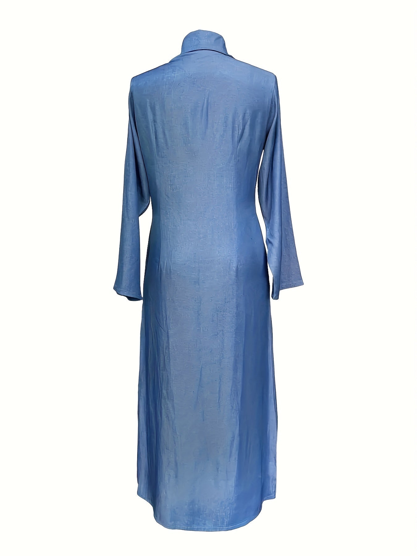 Solid maxi dress with button-front and long sleeves — casual, elegant, and comfortable